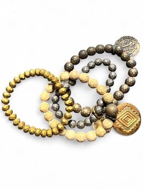 Custom Artisan "Blessed Mess" Mixed Medals Bracelet Set, OS Elastic